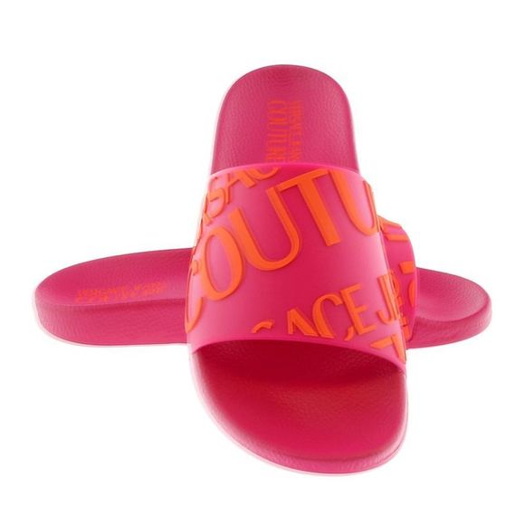 Versace Jeans Couture Fushia Orange Signature Pool Slide - Picture 4 of 4